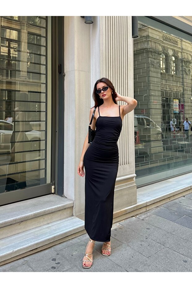 Askılı Midi Elbise - 1