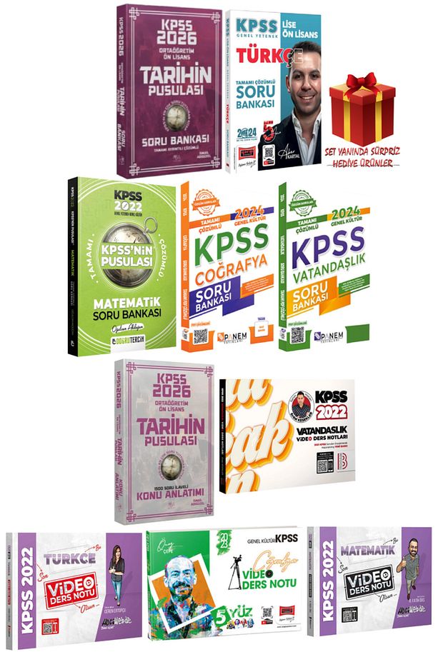 KPSS 2026 Lise Ön Lisans Tarihin Pusulası Soru Bankası Türkçe Matematik Coğrafya Vatandaşlık Konu - 1