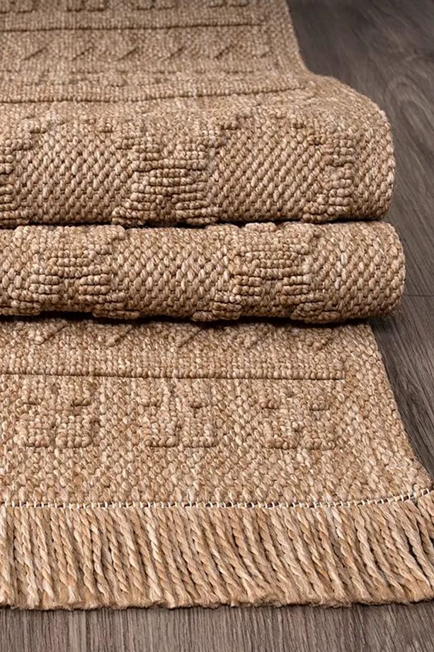 NATUREL PERA, JÜT MODERN DOKUMA SOFT TUŞELİ SİSAL CUT LOOP MASAJ MEKAN SALON ODA HALISI - 4