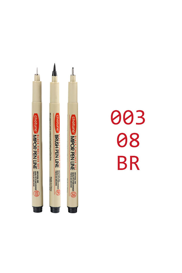 003.08.BR Art Manga Outlining Pen Pigment Liner Micron Pen Marker set Hook Line Needle Pen for Sketc