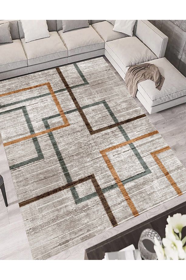 Su Yeşili Modern Desenli Dijital Baskı Yıkanabilir Salon,Mutfak,Koridor,Balkon,Ofis Halısı - 2