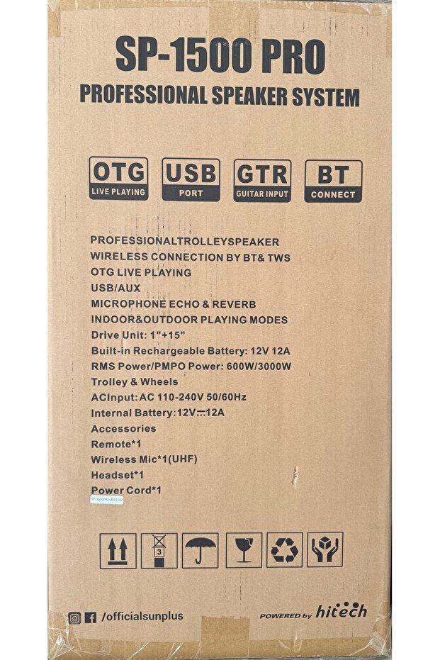 SP-1500 PRO BLUETOOTH PROFESSIONAL SPEAKER SYSTEM 600W - 3