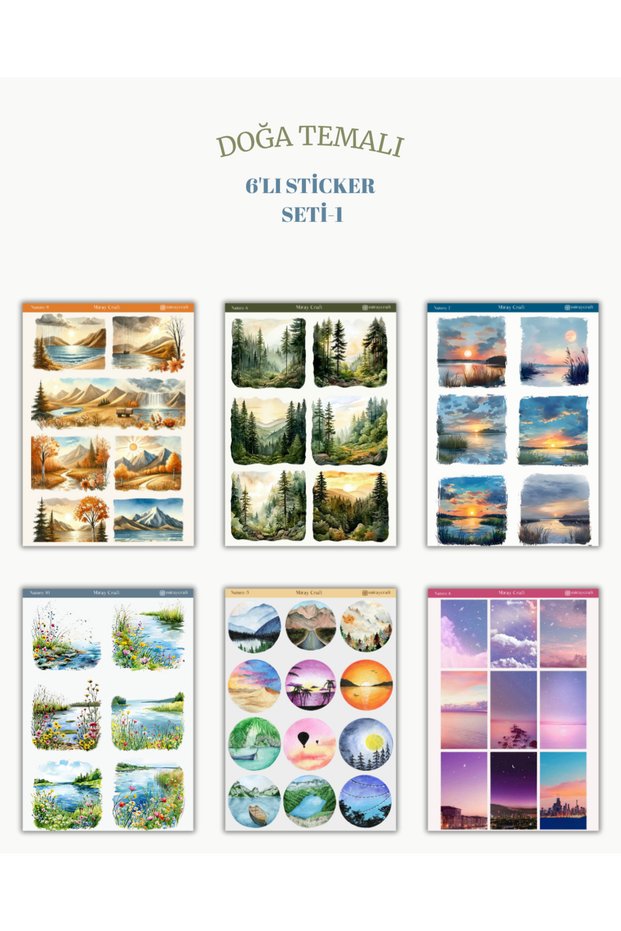 Set of 6 Nature Themed Stickers – 12X17 cm | For Bullet Journal, Scrapbook, Agenda and Planner