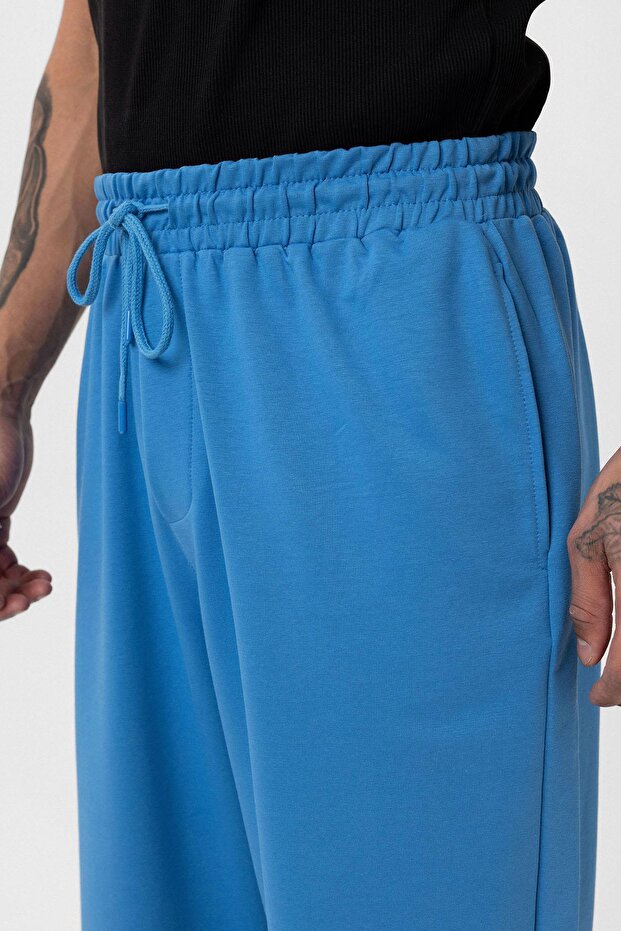 Paça Lastikli Basic Oversize Eşofman Takımı Mavi - 6