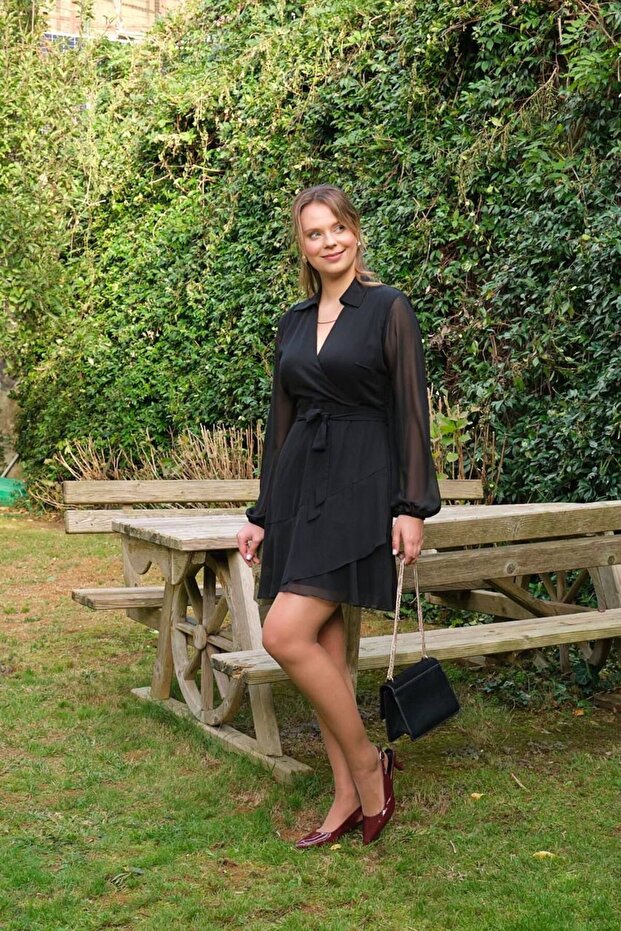 SİYAH ŞİFON ELBİSE - 1