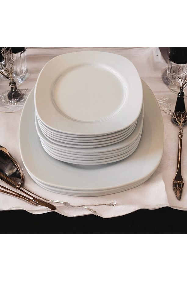 Porselen Değildir Kare Tabak Yemek Takımı Kırılmaya Dayanıklı Porelin Yemek Salata Tatlı Tabağı - 5