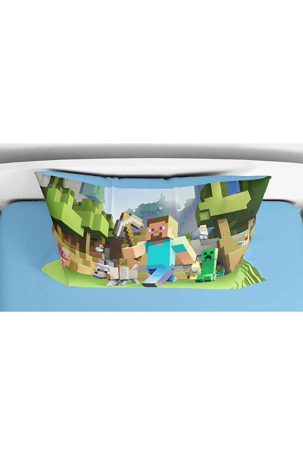 3D dijital resimli Minecraft tasarımlı tek kişilik nevresim takımı - 3