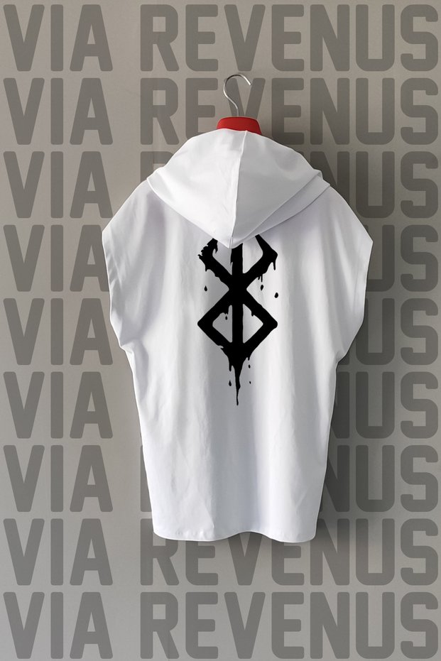 Berserk Front and Back Printed Zero Sleeve Hooded 100% Cotton Sports Tshirt