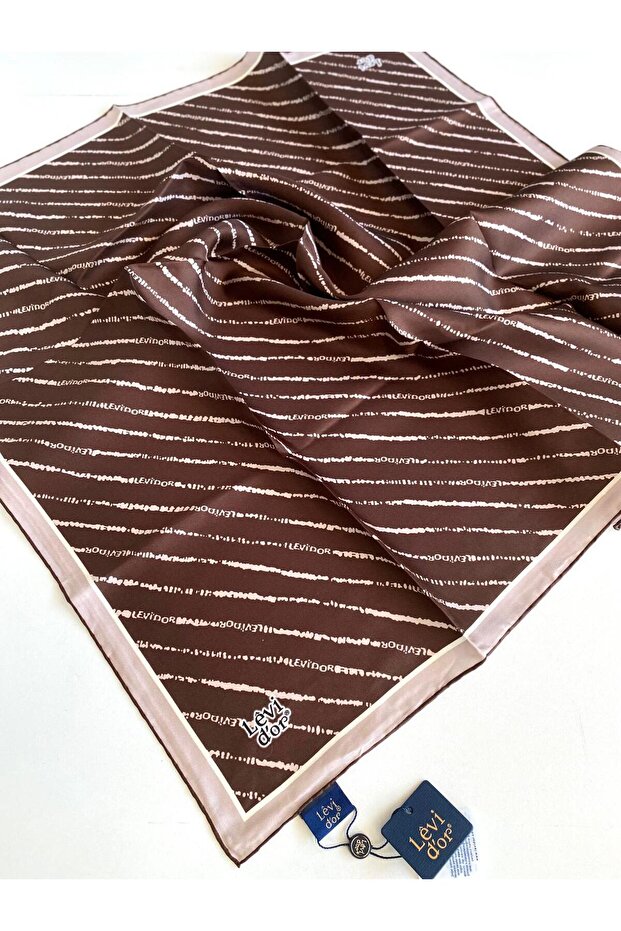 Tivil Pure Silk Scarf 49373 Coffee Mixed Pattern