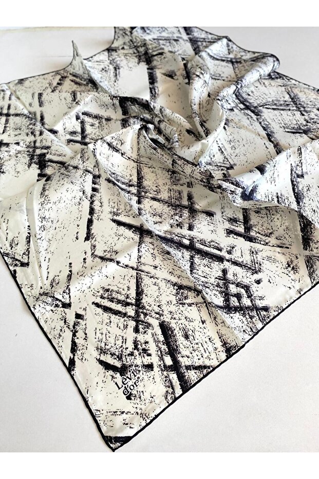 Tivil Pure Silk Scarf 49365 Cream Mixed Pattern