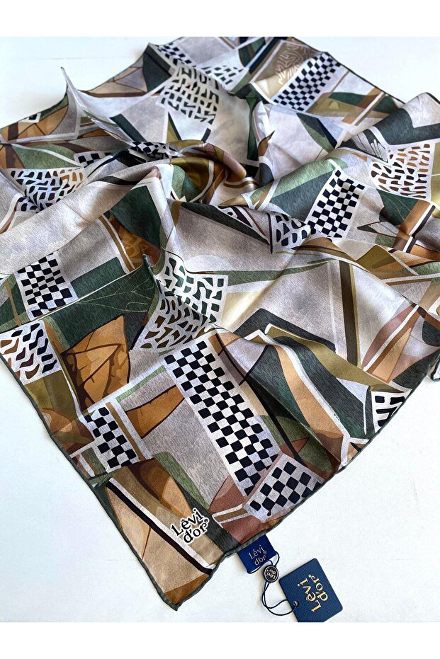 Tivil Pure Silk Scarf 49452 Green Mixed Pattern