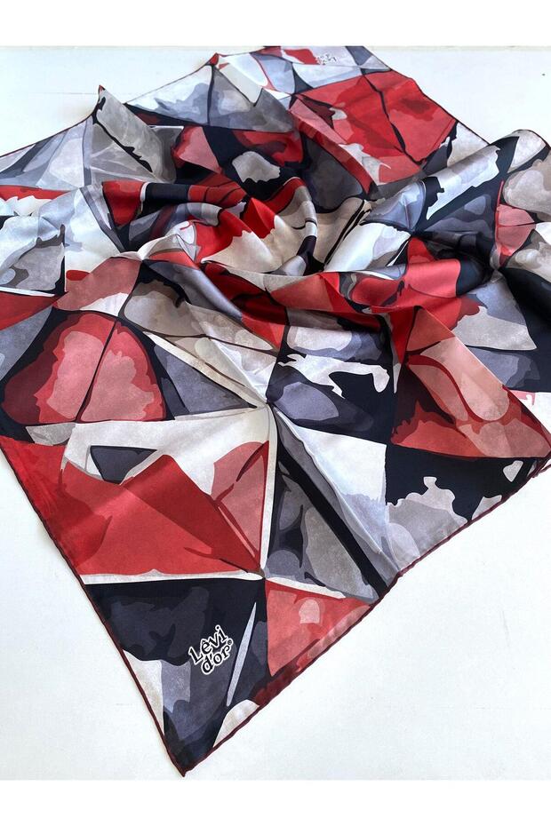 Tivil Pure Silk Scarf 49442 Red Mixed Pattern