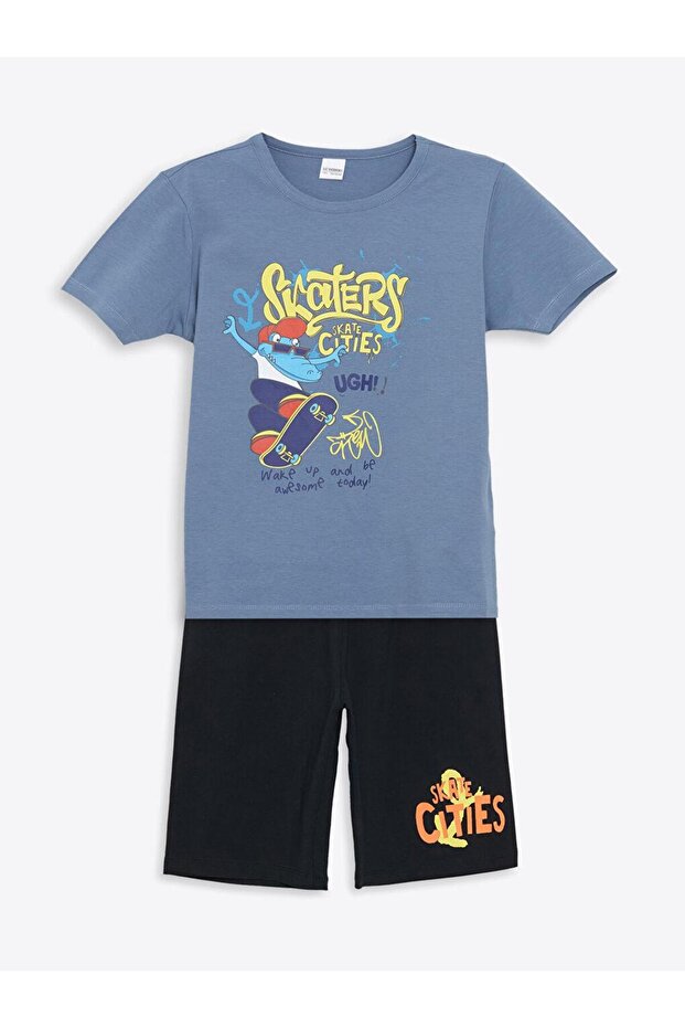 Crew Neck Men's Shorts Pajama Set (S5)