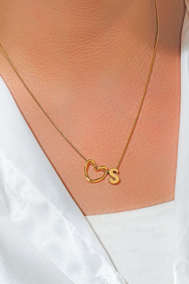 Women's Steel Letter Necklace S Gold