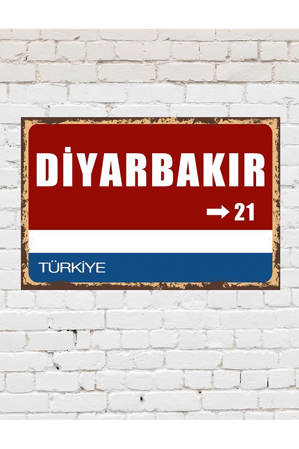 Diyarbakır 21 Dekoratif Şehir Plaka Retro Tablo MDF Ahşap Tablo Sokak Tabelası Hediyelik - 1