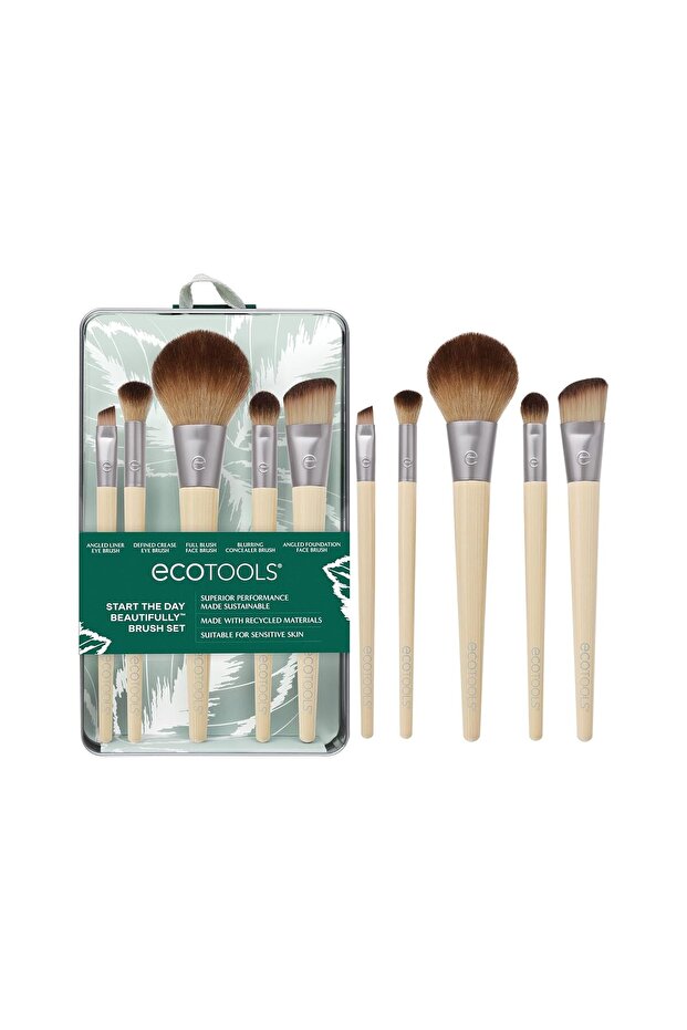 EcoTools Makeup Brush Set for Eyeshadow, Foundation, Blush, and Concealer with Bonus Storage Case