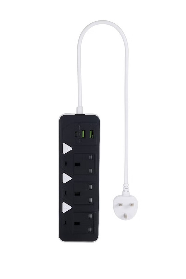 MX55 6-in-1 Power Socket Extension Plug-2500W Power Strip Extension with 3 AC Outlets +2 USB +1 PD - 3