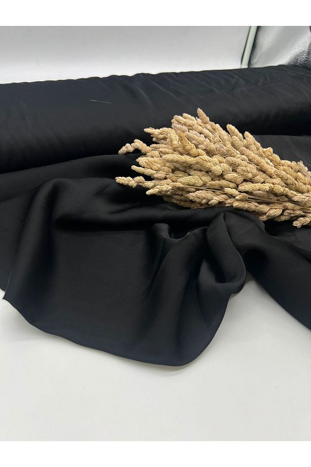 İpeksi Doku Siyah Saten Vual Eni 150 cm (iç gösterir. Astar Olarak Kullanılır.Polyester İçermez) - 4