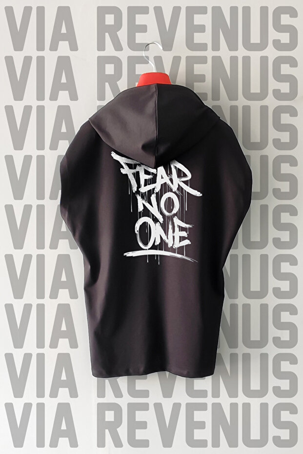 Fear No One Front and Back Printed Zero Sleeve Hooded 100% Cotton Sports Tshirt