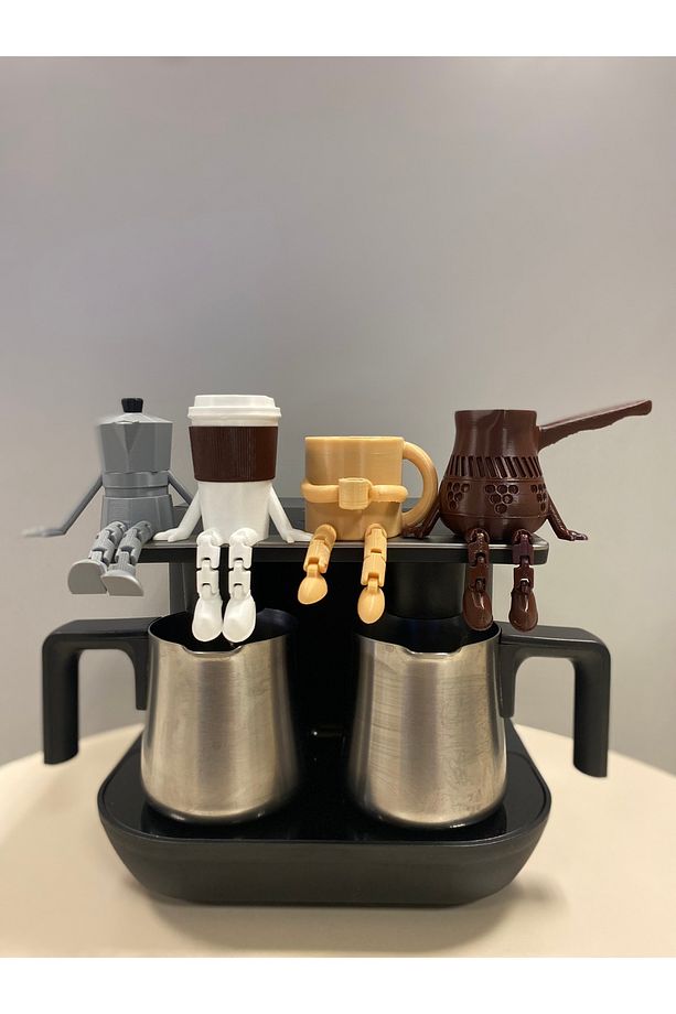 Kahve Köşesi - 4'lü Ayaklı Kahve Köşesi Takımı - Bardak - Kahve Bardağı - Cezve - Moka Pot - 2