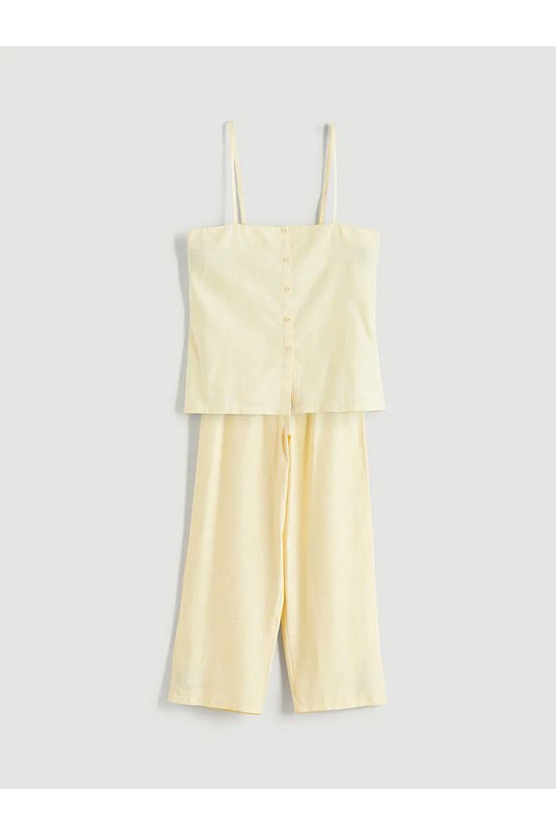 LCW DREAM Sari Kare Yaka Poplin Kadın Pijama Takımı - 1