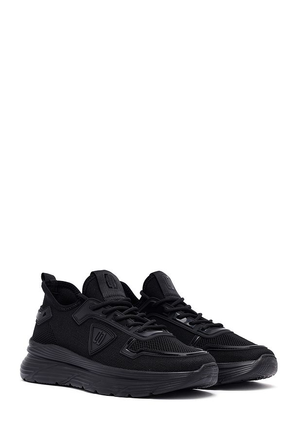 Zero Erkek Siyah Bağcıklı Kalın Tabanlı Kumaş Sneaker 25SFD69696F - 3