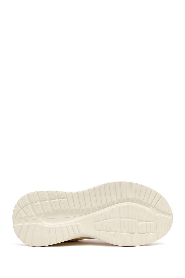 Erkek Bej Bağcıklı Kalın Tabanlı Kumaş Sneaker 25SFD69226F - 4