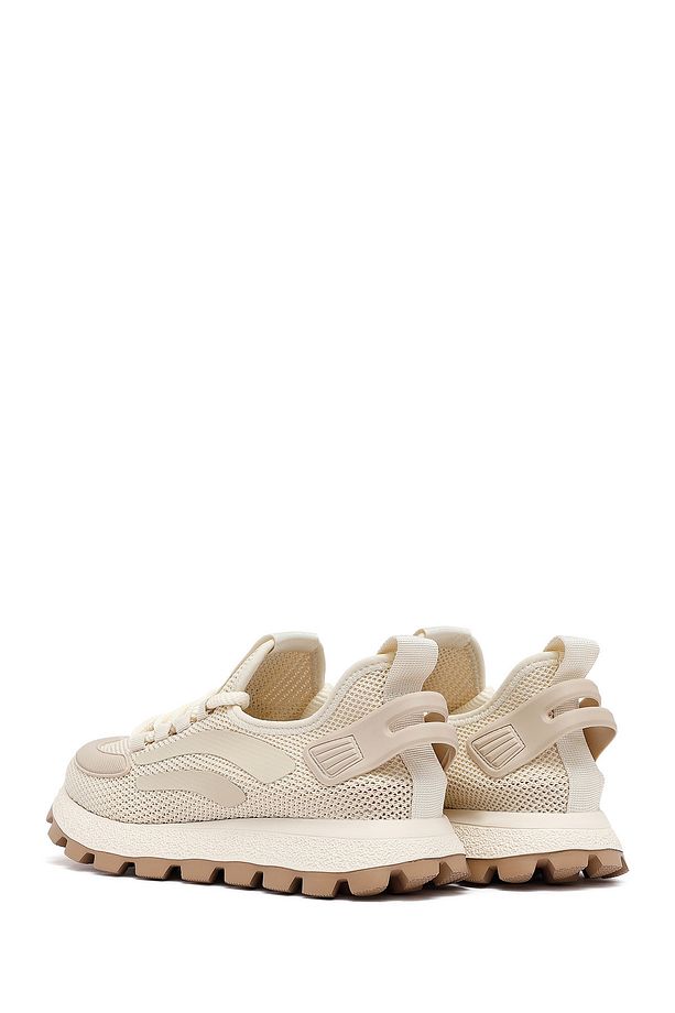 Zero Erkek Bej Bağcıklı Kalın Tabanlı Kumaş Sneaker 25SFD69406F - 5