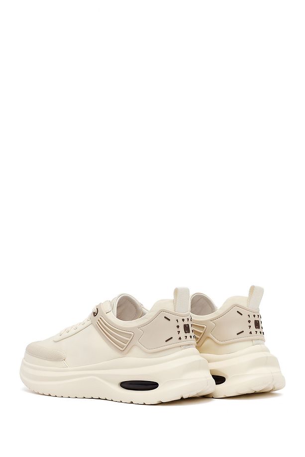 Erkek Bej Bağcıklı Kalın Tabanlı Kumaş Sneaker 25SFD69226F - 5
