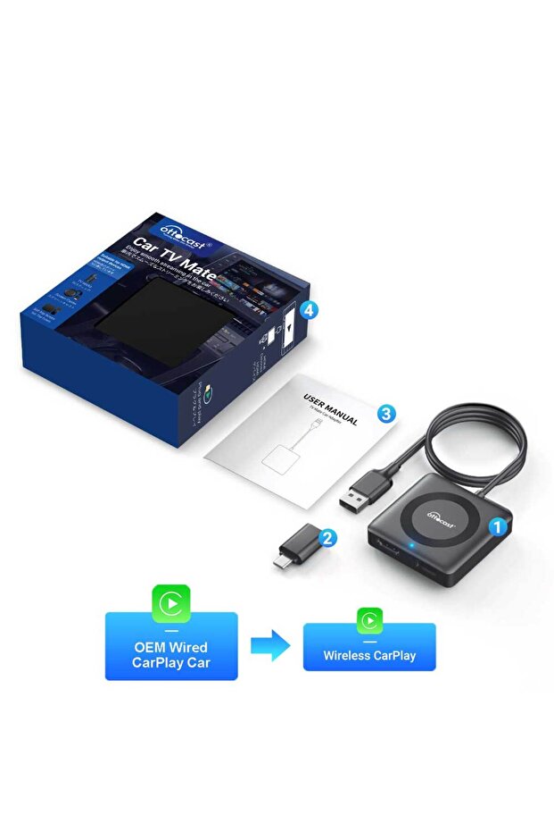 C3 Ottocast Car TV Mate Pro Max محول لاسلكي لـ CarPlay و Android Auto متوافق مع Fire Google TV Stick