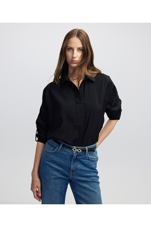 Gömlek yaka bluz - 1