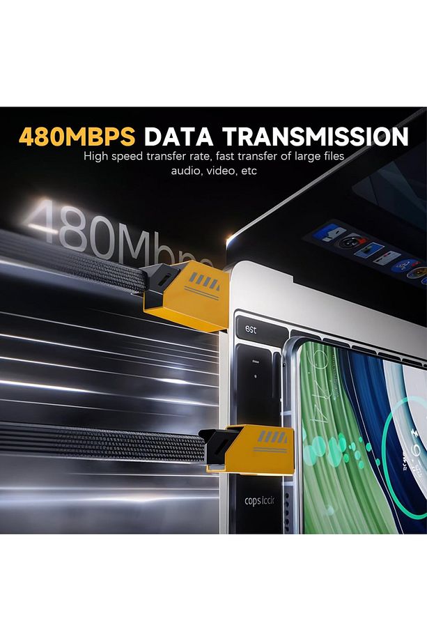 3in1 240 Watt 1.2 Metre Halat Örgü Kırılmaz Uç Hızlı Şarj ve 480mbs Data Kablosu - 6