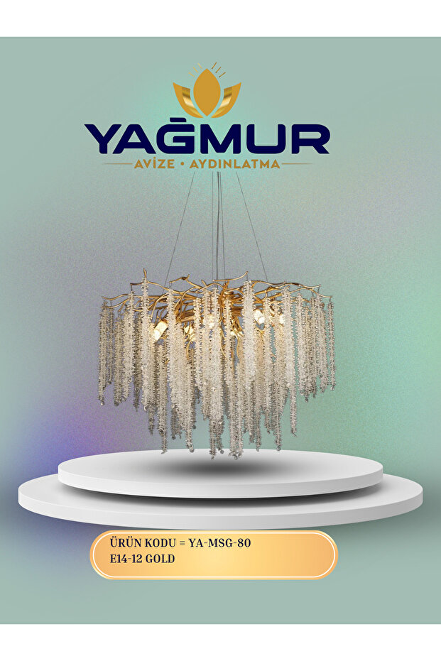 80 CM SERİP AVİZE GOLD E14 DUY TİPİ - 1