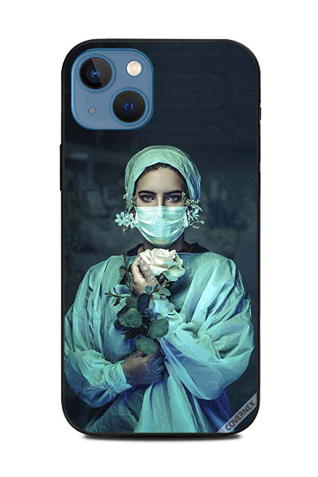 غطاء حماية لهاتف Apple iPhone 13 ممرضة تحمل زهرة