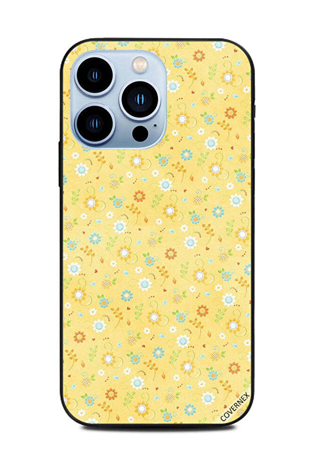 غطاء حماية لهاتف Apple iPhone 13 Pro مطبوع عليه زهور صغيرة باللون الأصفر