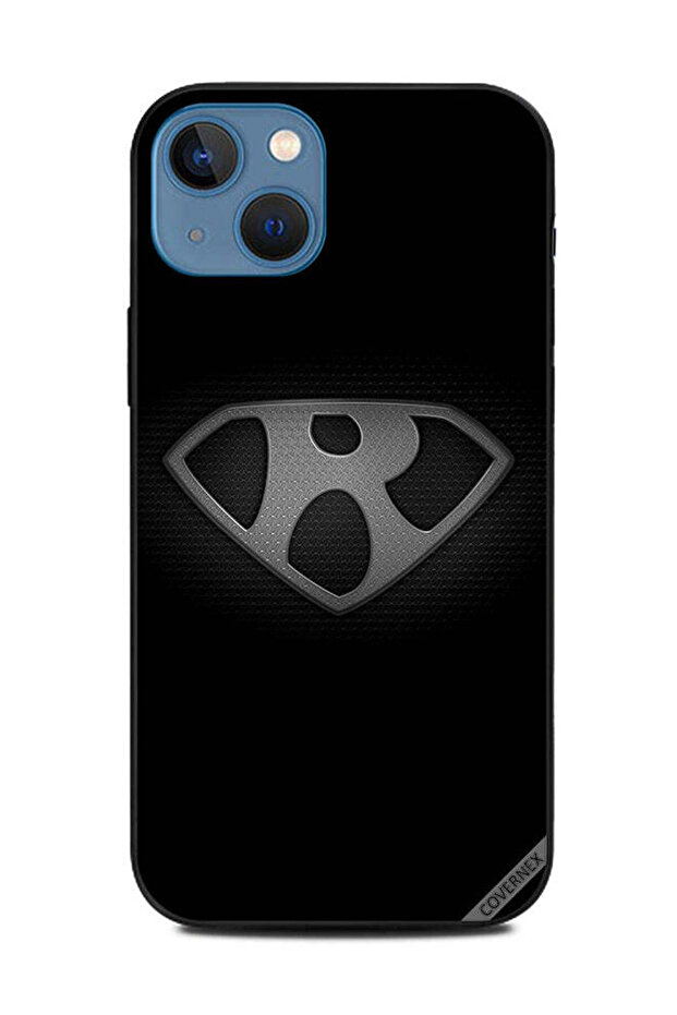 غطاء حماية لهاتف Apple iPhone 13 أبجدي أبيض وأسود R