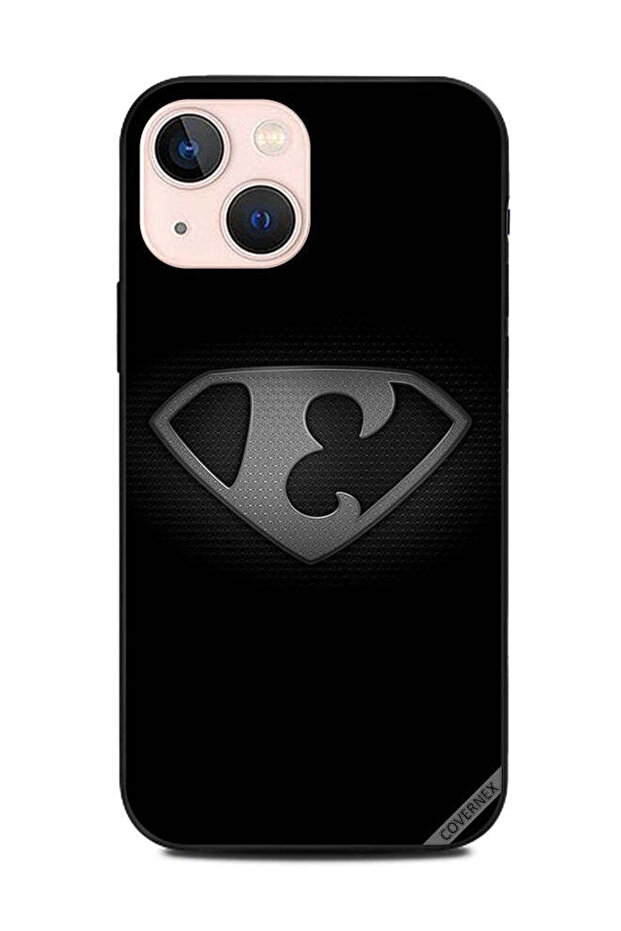 غطاء حماية لهاتف Apple iPhone 13 Mini أبجدي أبيض وأسود E