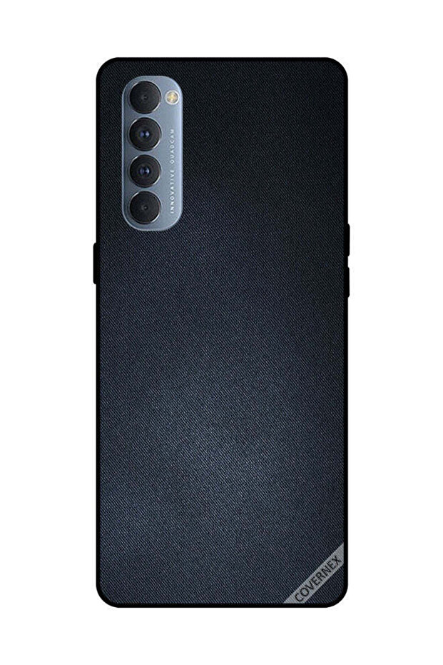 غطاء حماية لهاتف Oppo Reno 4 Pro بنقشة جينز سوداء