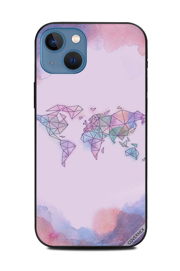 غطاء حماية لهاتف Apple iPhone 13 بتصميم خريطة العالم الفسيفسائية