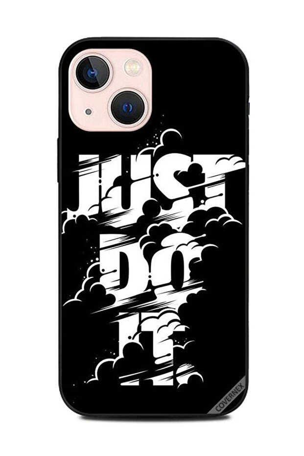 غطاء حماية لجهاز Apple iPhone 13 Mini، مطبوع عليه Just Do It باللونين الأبيض والأسود