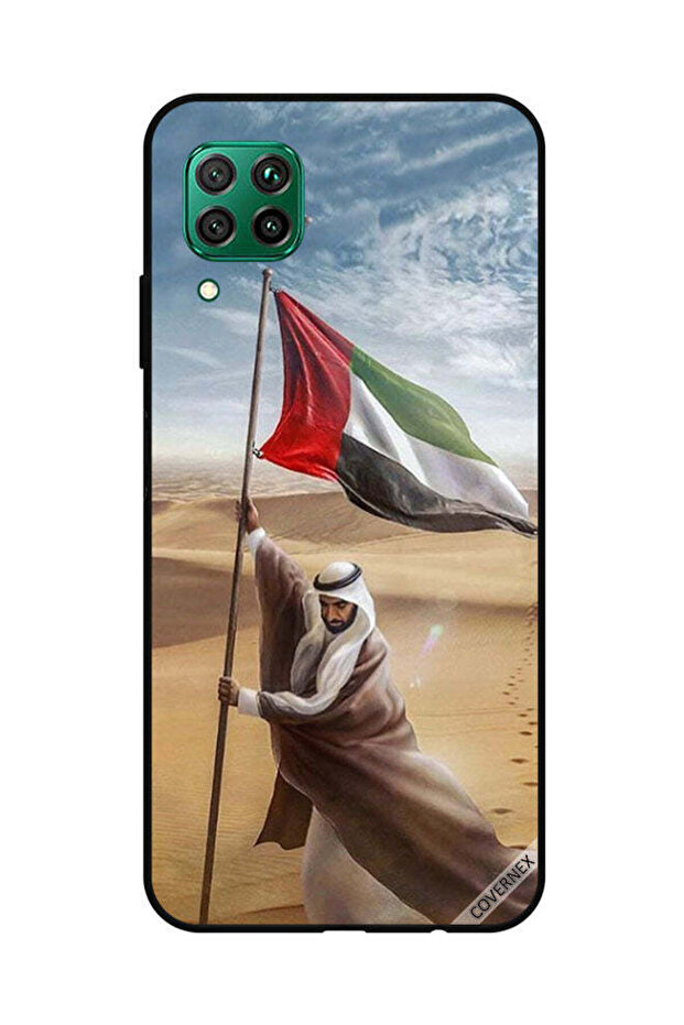 غطاء حماية لهاتف هواوي نوفا 7i / P40 لايت، علم الإمارات العربية المتحدة، زايد