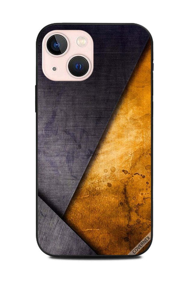 غطاء حماية لهاتف Apple iPhone 13 Mini بنمط عتيق أصفر وأسود