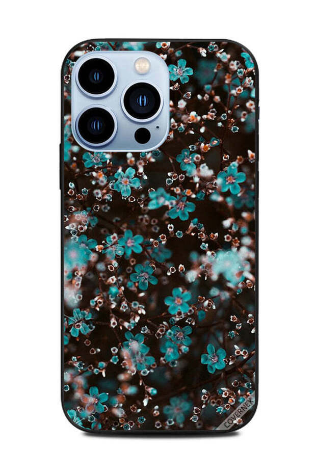 غطاء حماية لهاتف Apple iPhone 13 Pro زهور زرقاء صغيرة على الأشجار