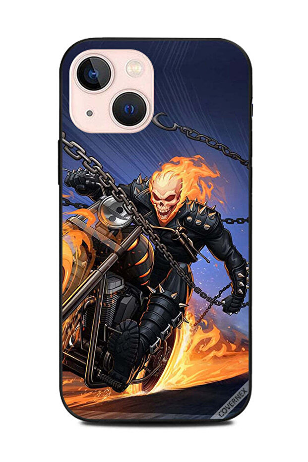 غطاء حماية لهاتف Apple iPhone 13 Mini - رجل على دراجة أثناء الاحتراق