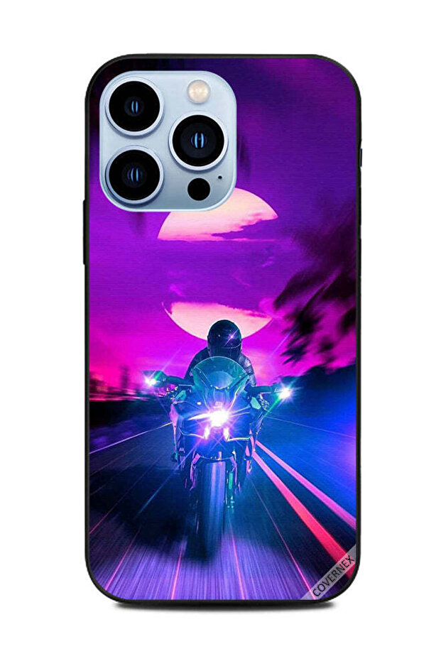 غطاء حماية لهاتف Apple iPhone 13 Pro - راكب الدراجة النارية يترك القمر خلفه