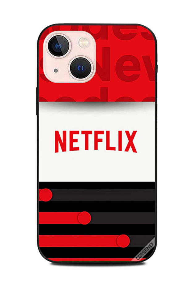 غطاء حماية لهاتف Apple iPhone 13 Mini Netflix بشرائط حمراء وسوداء