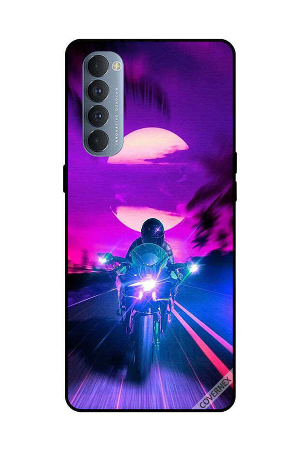 غطاء حماية لهاتف Oppo Reno 4 Pro راكب الدراجة النارية يترك القمر خلفه