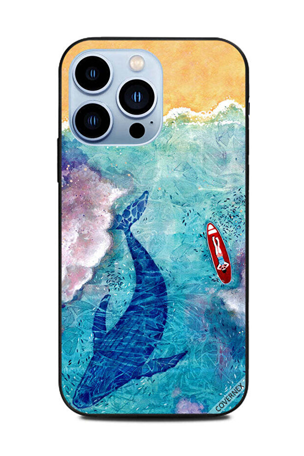 غطاء حماية لهاتف Apple iPhone 13 Pro - حوت وراكب أمواج
