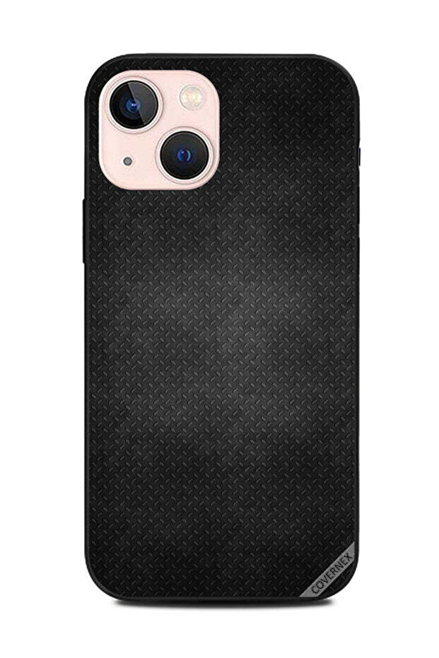 غطاء حماية لهاتف Apple iPhone 13 Mini Dots من الجلد الأسود بنمط نقاط صغيرة