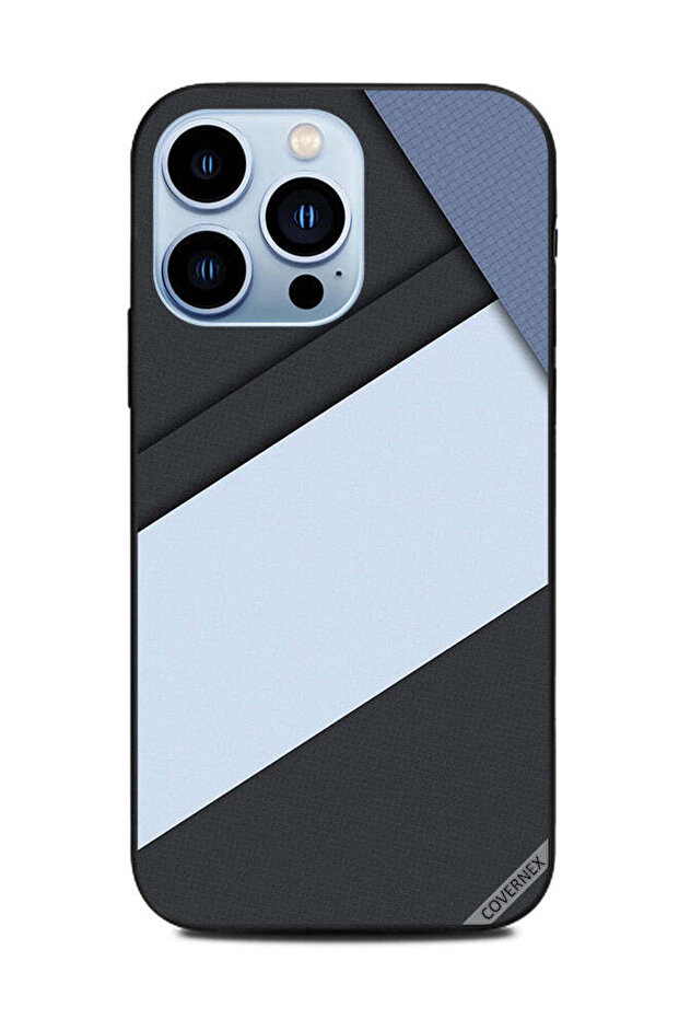 غطاء حماية لهاتف Apple iPhone 13 Pro بنمط خطوط سوداء وبيضاء